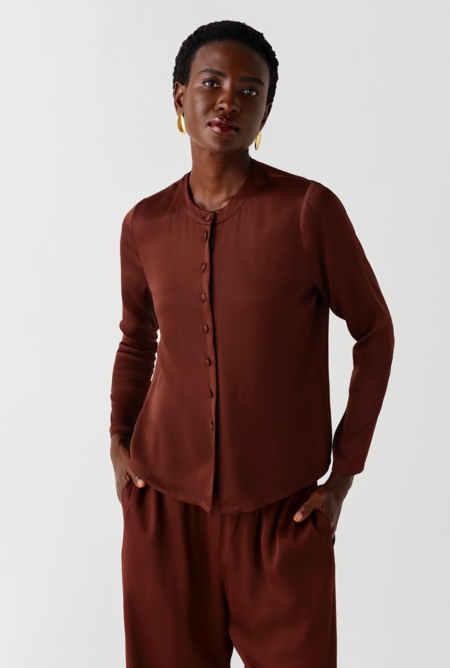Efie Satin Button Through Blouse