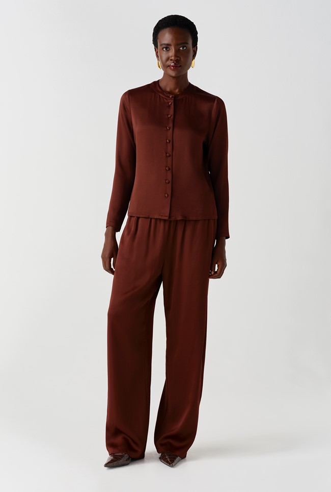 Efie Satin Button Through Blouse