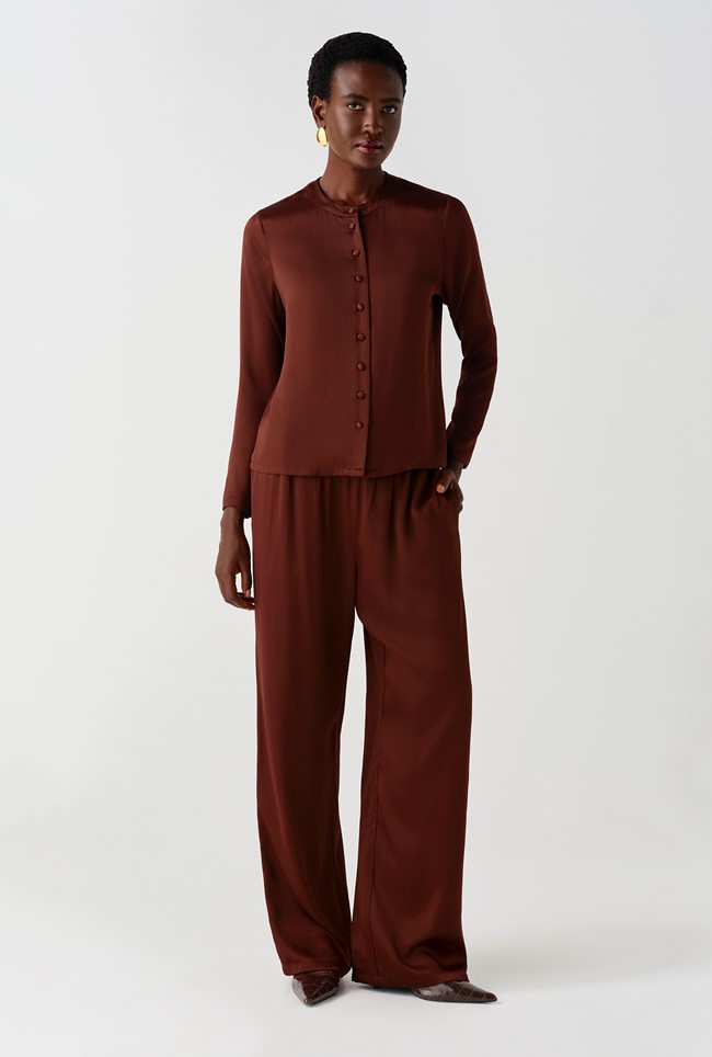 Efie Satin Button Through Blouse