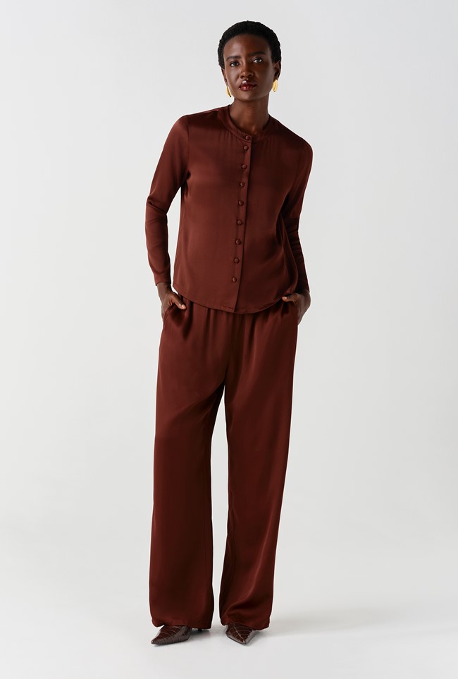 Efie Satin Button Through Blouse