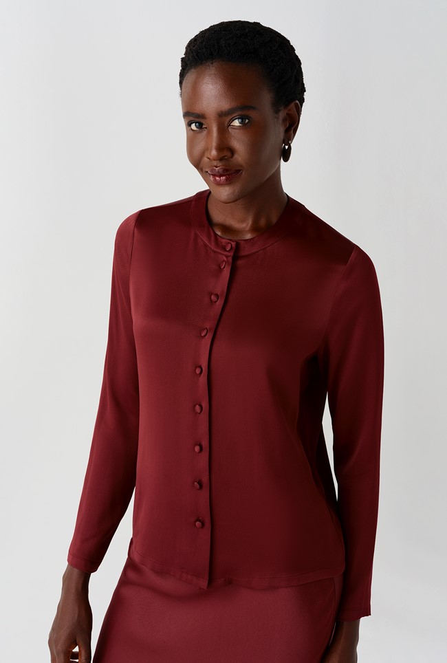 Efie Satin Button Through Blouse