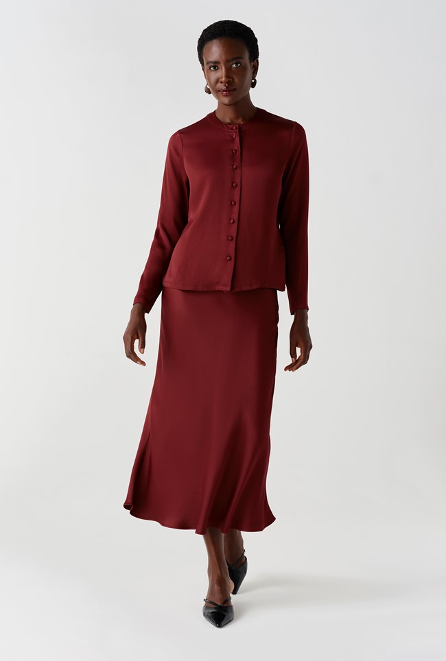 Efie Satin Button Through Blouse