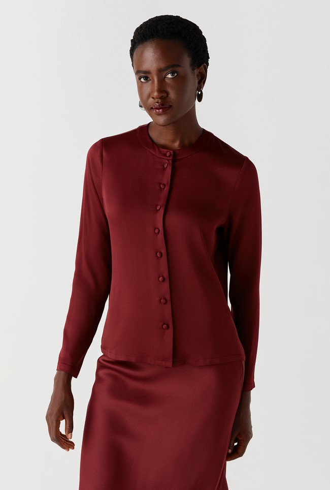 Efie Satin Button Through Blouse