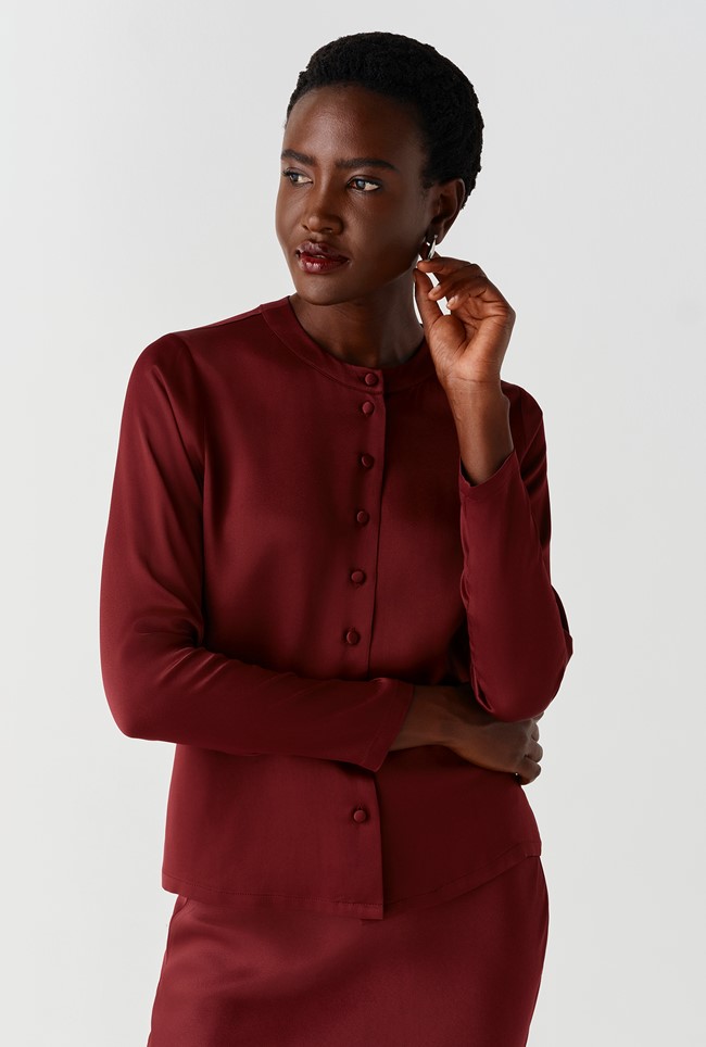Efie Satin Button Through Blouse