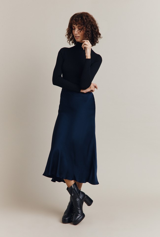 Luna Satin Slip Midi Skirt 