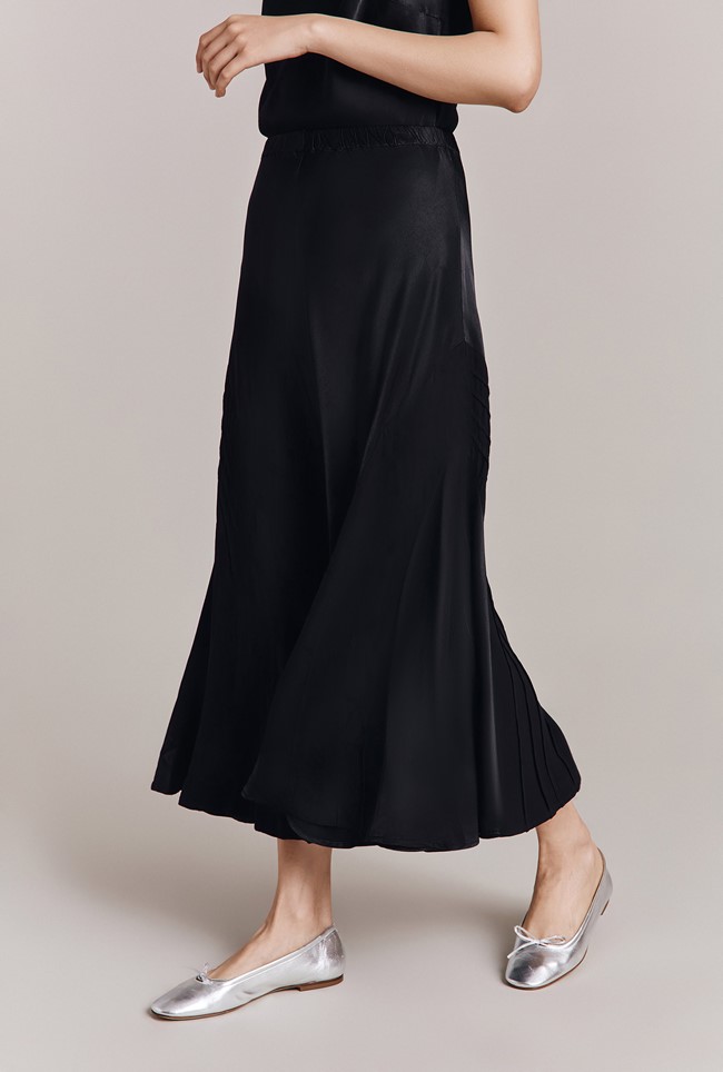 Jennifer Satin Midi Skirt