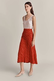 Eva Sequin Crepe Midi Skirt