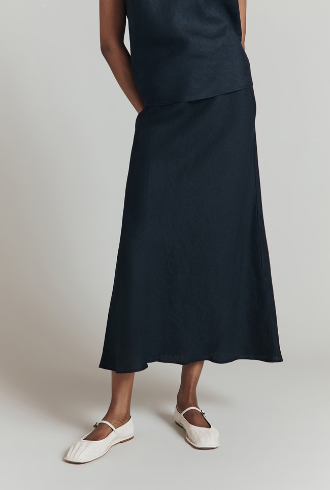 Jessica Linen Midi Skirt