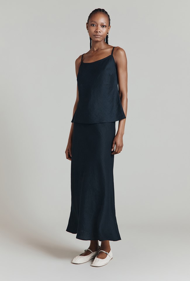 Jessica Linen Midi Skirt