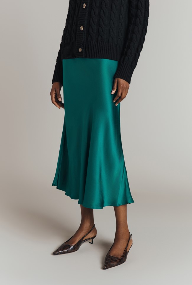 Luna Satin Slip Midi Skirt