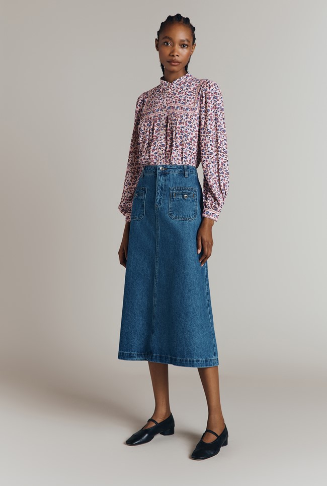 Joleen Denim Midi Skirt