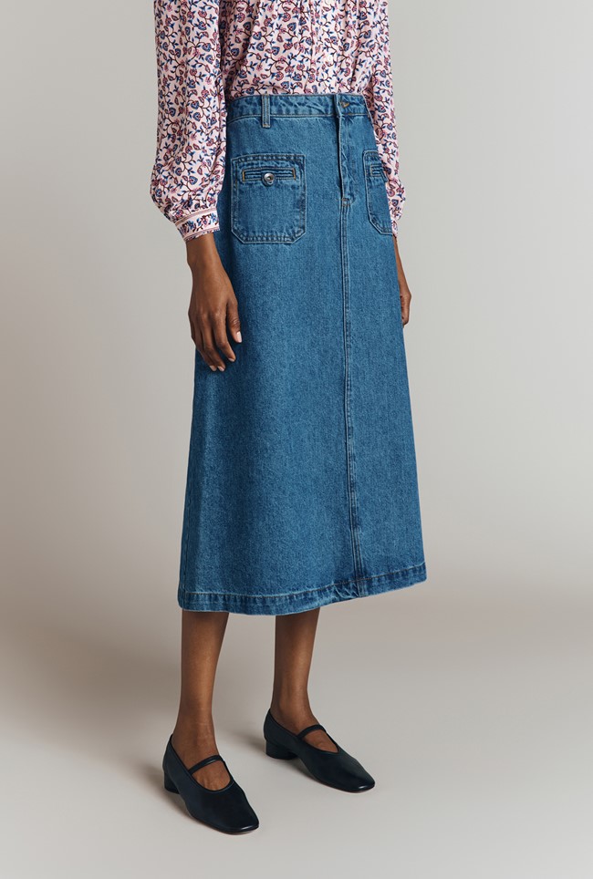 Joleen Denim Midi Skirt