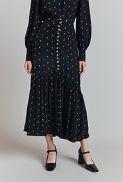 Ivy Crepe Spot Embroidered Button Through Midi Skirt