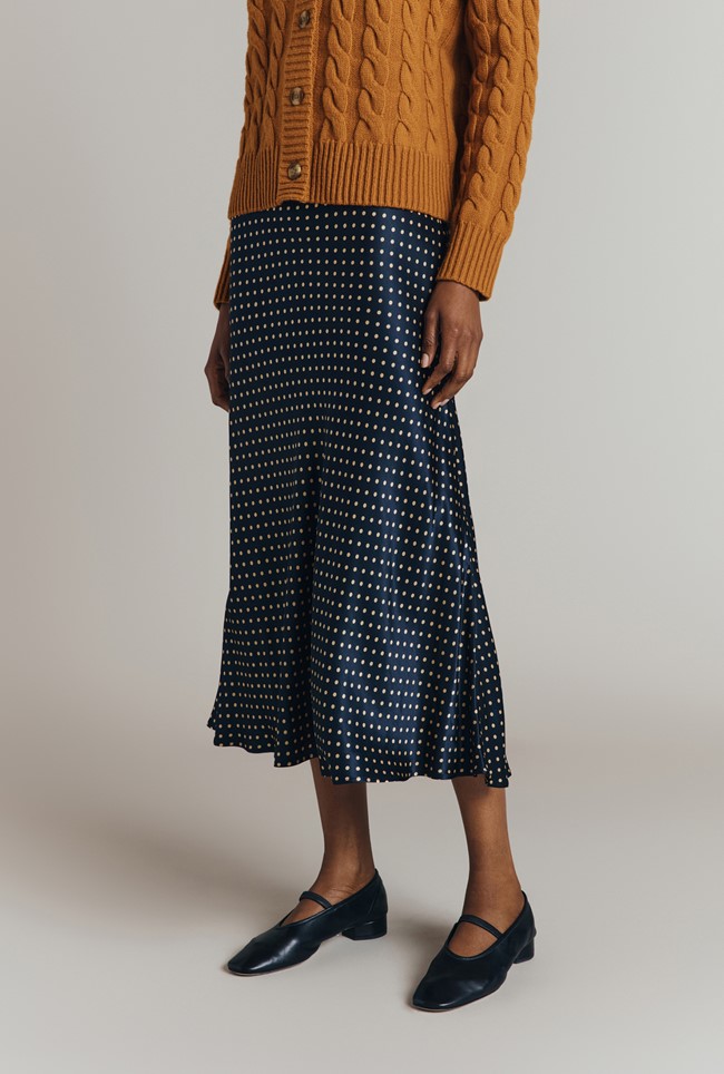 Luna Spot Satin Slip Skirt