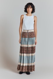 Hazel Border Print Gathered Drawstring Skirt