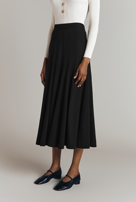 Sasha Cotton Jersey Godet Midi Skirt