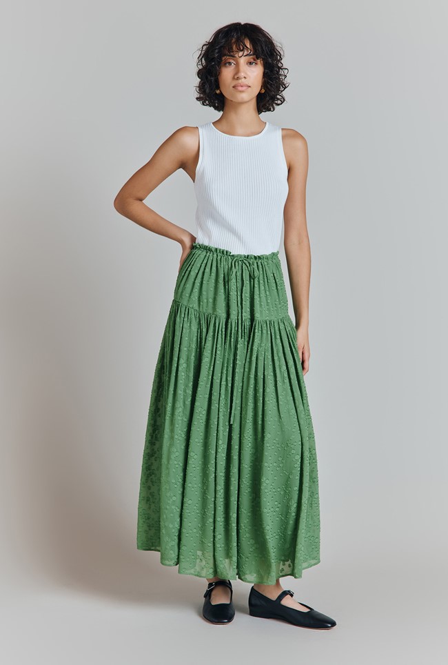 Ruth Georgette Jacquard Midi Skirt