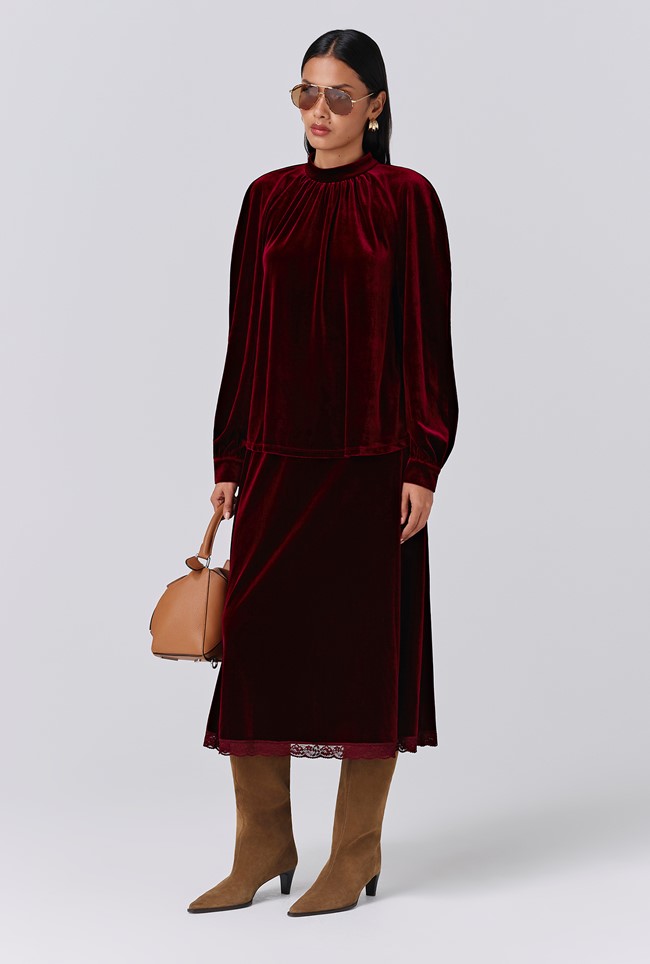 Lunette Velvet Midi Skirt