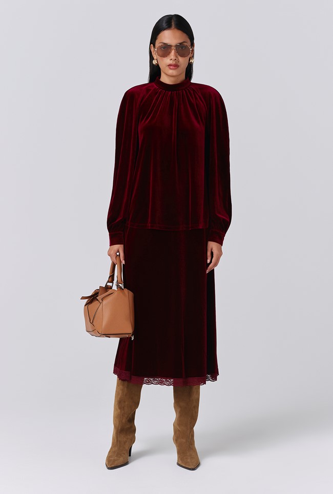 Lunette Velvet Midi Skirt