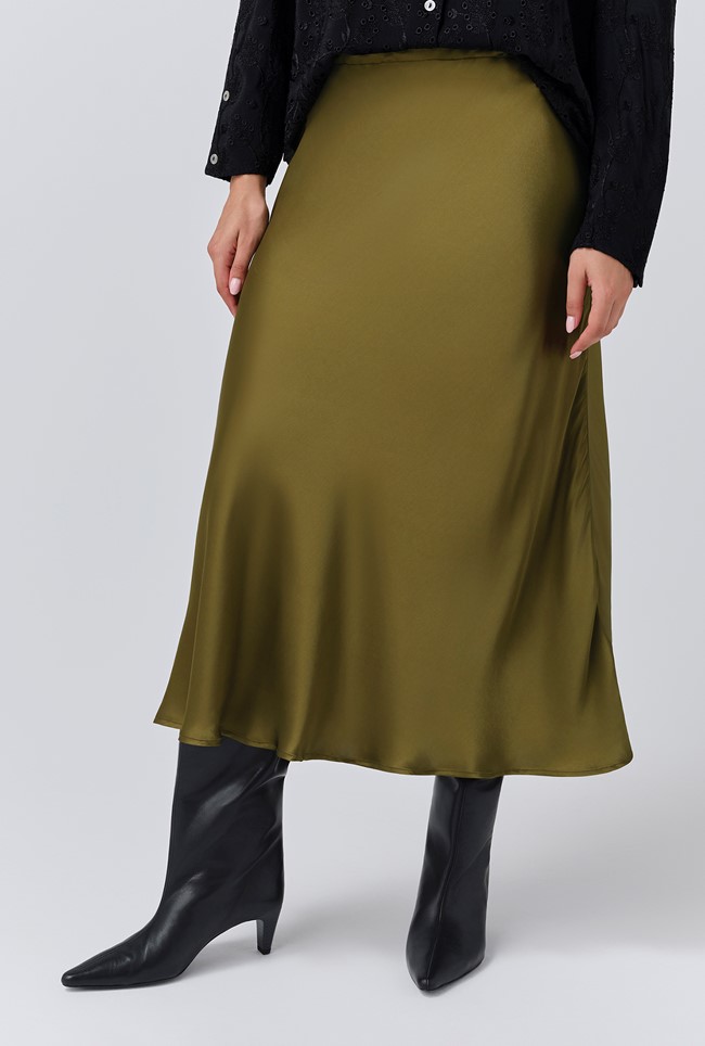 Luna Satin Midi Slip Skirt