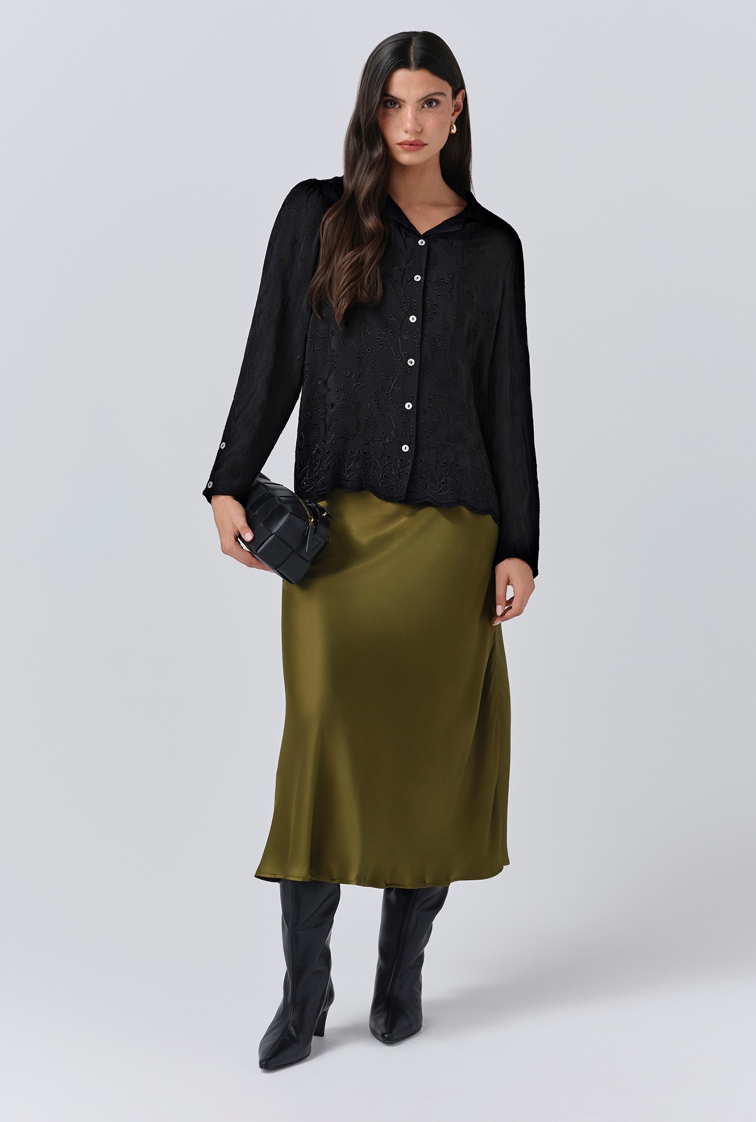 Luna Satin Midi Slip Skirt
