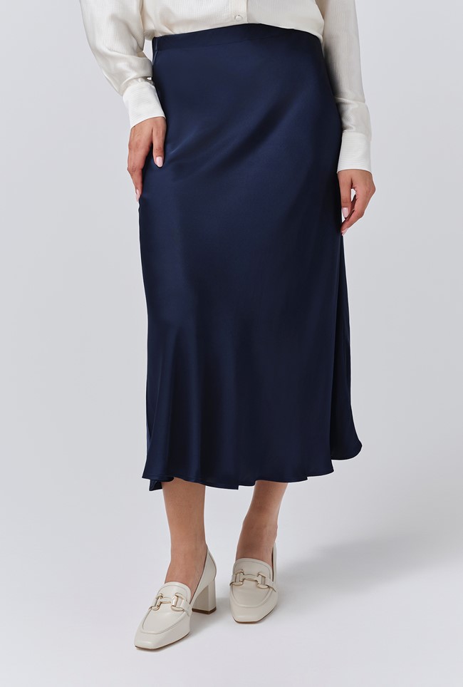 Luna Satin Midi Slip Skirt