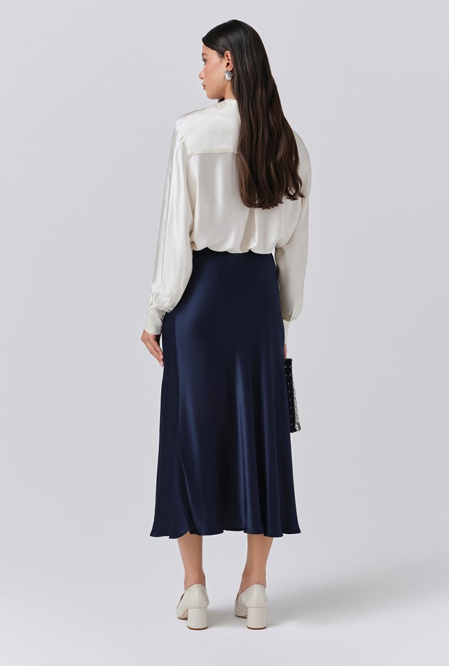 Luna Satin Midi Slip Skirt