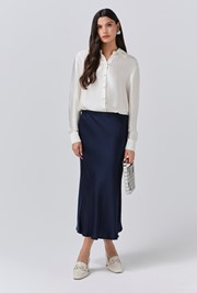 Luna Satin Midi Slip Skirt
