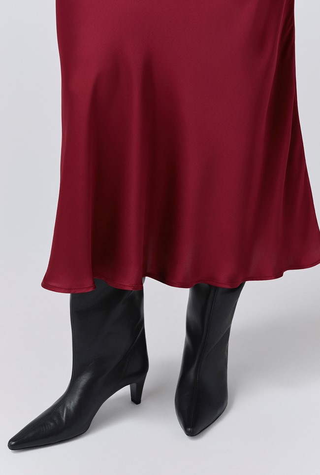 Luna Satin Midi Slip Skirt