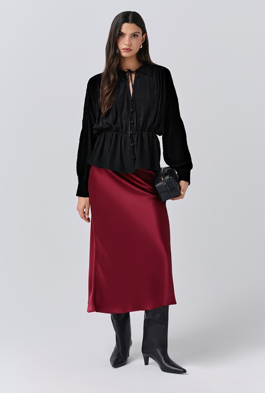 Luna Satin Midi Slip Skirt