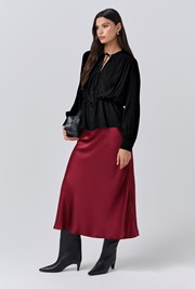 Luna Satin Midi Slip Skirt