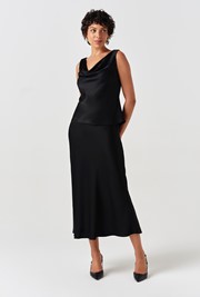 Dahlia Picot Trim Satin Midi Skirt