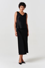 Dahlia Picot Trim Satin Midi Skirt