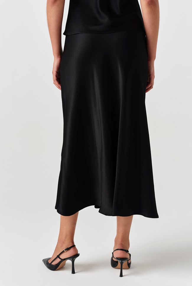 Dahlia Picot Trim Satin Midi Skirt