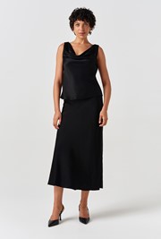Dahlia Picot Trim Satin Midi Skirt