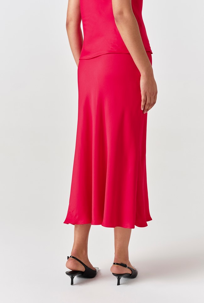 Dahlia Picot Trim Satin Midi Skirt