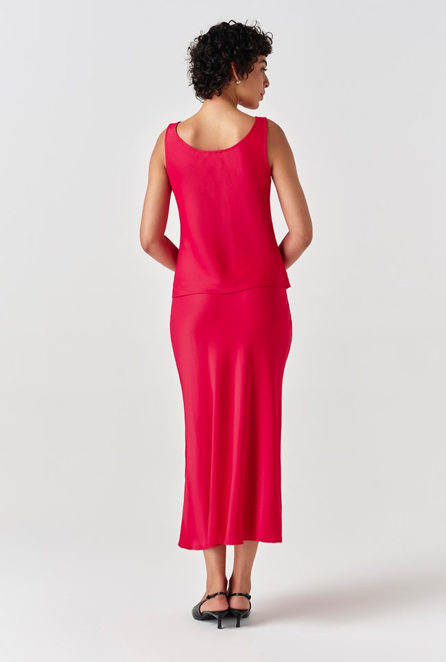 Dahlia Picot Trim Satin Midi Skirt