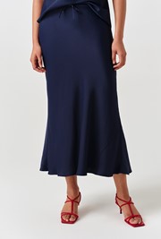 Dahlia Picot Trim Satin Midi Skirt