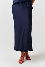 Dahlia Picot Trim Satin Midi Skirt