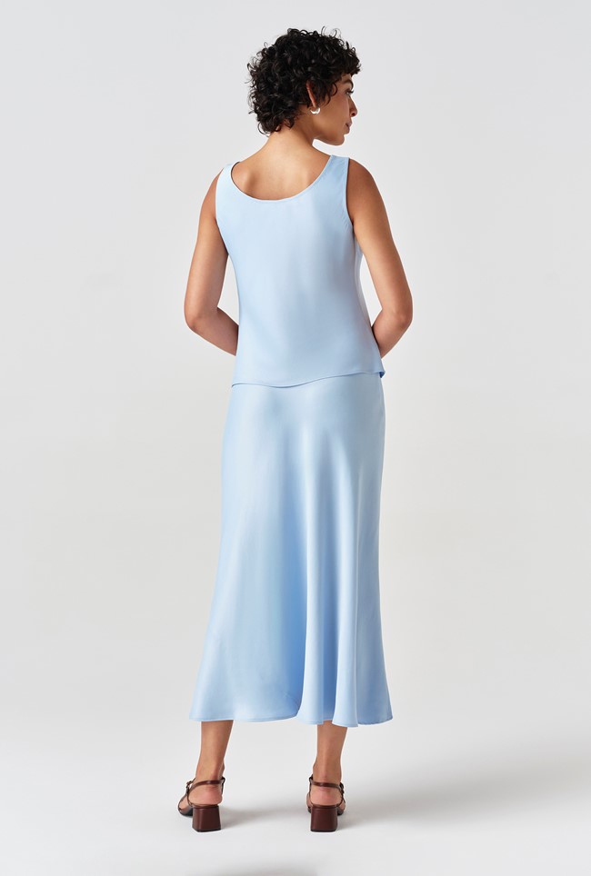 Dahlia Picot Trim Satin Midi Skirt