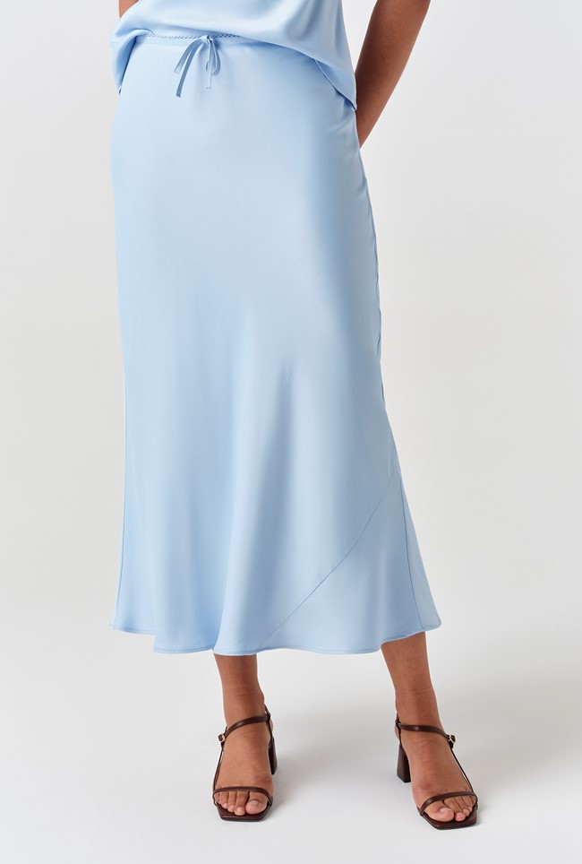 Dahlia Picot Trim Satin Midi Skirt