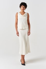 Dahlia Picot Trim Satin Midi Skirt