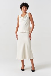 Dahlia Picot Trim Satin Midi Skirt