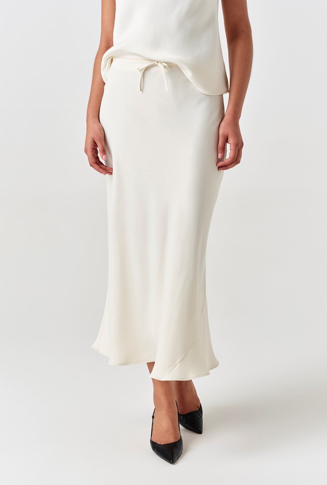 Dahlia Picot Trim Satin Midi Skirt