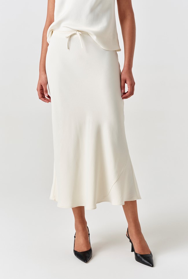 Dahlia Picot Trim Satin Midi Skirt