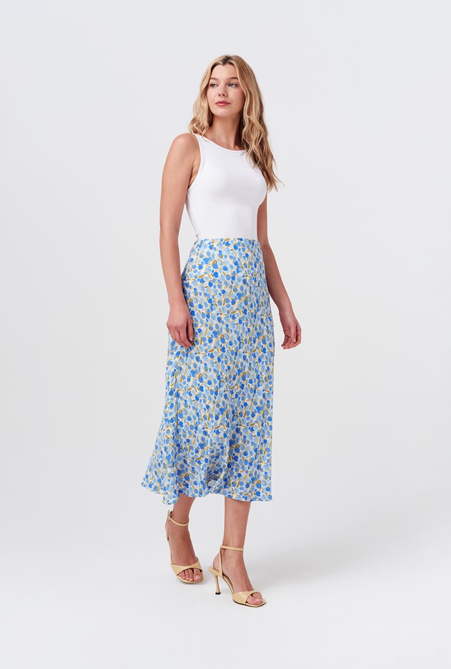 Luna Satin Midi Slip Skirt