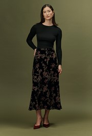 Maggie Floral Devoré Velvet Midi Skirt