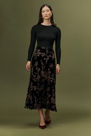 Maggie Floral Devoré Velvet Midi Skirt