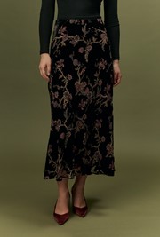 Maggie Floral Devoré Velvet Midi Skirt