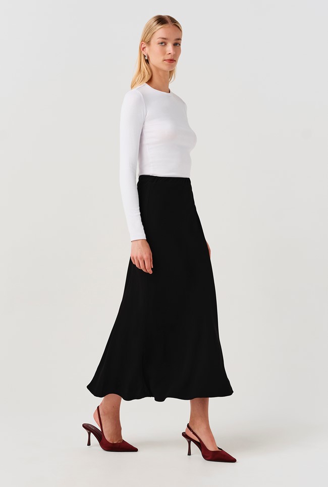 Lyra Midi Satin Skirt